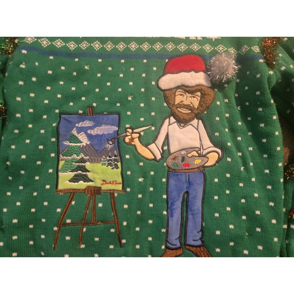 Bob Ross Ugly Christmas Sweater Mens M - Picture 6 of 7